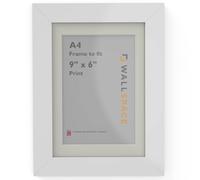 Wall Space Wide A4 White Frame with White Mount for 9x6 | Picture Photo Frame | 297x210mm | 29.7x21.0cm | Solid Wood with Real Glass | Handmade in UK