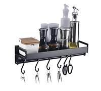 Wall Spice Rack - Hanging nizer for Spices and Seasonings, Sturdy Hooks for Cabinet or Wall Mount, 30 cm, Silver Color - Perfect Kitchen Storage Solution,Nero