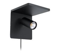 Wall Spot Light Colour Black Reading Rocker Switch Bulb GU10 1x5W Included