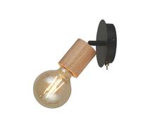 Searchlight Lighting Spinny Single Spotlight In Matt Black & Wood Finish