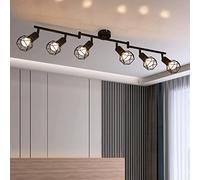 Wall Spotlight Fitting, Retro Rotatable Ceiling Spotlight, Black Metal Iron Lampshade Ceiling Light, Adjustable Wall Lamp for 6 E14 Bulb, Suitable for Living Room Bedroom Kitchen Loft Hallway