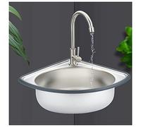 Wall Stainless Steel Corner Sink, Bathroom Mini Washbasin, Top-Mount Workstation Sink Small Sink for Kitchen Lavatory Laboratories, RV (Color : Silver, Size : Kit#B4)