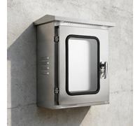 Wall Stainless Steel Electrical Enclosure Box with View Window, Lockable Junction Box with Rainproof Top, Outdoor Network Cabinet for Garden, Street, Factory(40x30x20cm/15.7x11.8x7.8in)