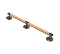 Wall Stair Handrail, 5ft/6ft/7ft/8ft/10ft Wooden Hand Railing with Wrought Iron Bracket, Safety Lofts Porch Deck Grab Bar Kit, Stairway Railing for Indoor Outdoor(7ft/210cm)