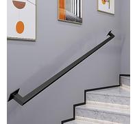 Wall Stair Railing Handrail,Matte Black Wrought Iron Handrail - Wall-Mounted Non-Slip Railing for Indoor/Outdoor Stairs, Porches, and Decks - Adjustable Lengths 1ft-20ft for Safety and STYL