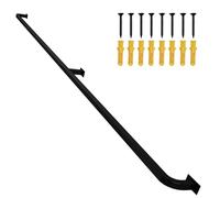 Wall Stair Railing Handrail,Modern Square Pipe Handrail Kit - 1ft to 20ft Adjustable Metal Railing for Indoor Stairs, Black Wrought Iron Banister with Wall Mount Support - Durable & Stylish