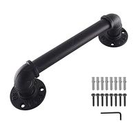 Wall Stair Railing Handrail,Outdoor Indoor Stair Handrail - 1m to 3m Adjustable Railing Kit with Wrought Iron Brackets - Durable Grab Rail for Stairs, Steps & Staircases - Safety Banister S