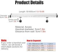 Wall Stair Railing Handrail,Transparent Acrylic Stair Handrail Kit - Non-Slip Round Wall Grab Bar for Home, Nursery & Nursing Homes - Modern Indoor Banister (3.28ft/100cm)