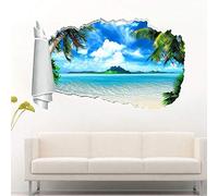 Wall Sticker Beach 3D Torn Hole Wall Sticker Decal Mural Art
