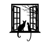 Wall Sticker Black Cat Vinyl Cats Looking Though Window Art Home Decor Home Decoration for Nursery Kids Bedroom Wallpaper Extra Large - 89x105cm