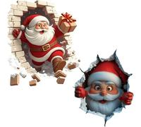 Wall Sticker Christmas Self-Adhesive Wall Sticker with 3D Santa Breaking Through The Wall Effect, 2026 Christmas Toilet Stickers Decoration for Xmas Party Kitchen Living Room Bathroom