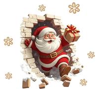 Wall Sticker Christmas Self-Adhesive Wall Sticker with 3D Santa Breaking Through The Wall Effect Christmas Toilet Sticker Decoration for Christmas Party Kitchen Living Room Bathroom Decor