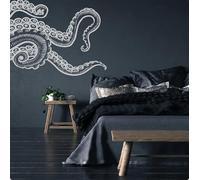Wall Sticker Decal Sea Octopus Bedroom Bathroom Kitchen Room Home Decor Wall Decal,White,80cmwidex62cmhigh