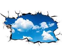 Wall Sticker Decals Removable 3D Blue Sky White Clouds Wall Stickers Ceiling Floor Tile Decals for Kids Room Living Room Bathroom Toilet Decorations