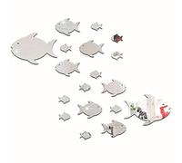 Wall Sticker, DIY Mirror Wall Sticker,Fish School Wall Stickers Art Decor Wall Decal Bedroom/Bathroom/Room/Living Room/Backdrop Decoration (Silver) (2)