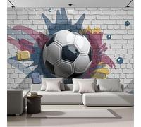 Wall Sticker for Bedrooms, Graffiti Art Style The football got stuck in the brick wall Wall Decals for Boy Girl Kids,Personalised Walls Door Ceiling Floor Decorations Accessories, grayish,300x210cm