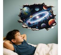 Wall Sticker for Bedrooms, Outer Space Wall Decals for Boys Kids, Bedroom Wallpaper, Personalised Wall Door Ceiling Floor Decorations Accessories, Self Adhesive Waterproof, Cosmic Theme, 3D Planet