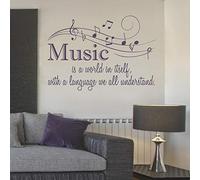 Wall Sticker Kids Room Removable Vinyl Appliqué Art Mural Notes Music is World Bedroom Living Room Decoration 82X57 Cm