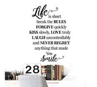 Wall Sticker Quote - Life is Short, Break the Rules, Forgive Quickly, Kiss Slowly, Love Truly... [Large] [White]