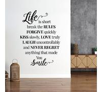 Wall Sticker Quote - Life is Short, Break the Rules, Forgive Quickly, Kiss Slowly, Love Truly... [Small] [Black]