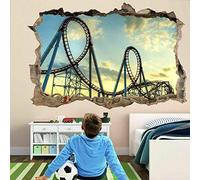 Wall Sticker Roller Coaster Ride 3D Wall Art Sticker Mural Poster Kids Room Home Decor