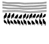 Wall Sticker Starlings on Cables - Bird Wall Sticker - Bedroom & Living Room Wall Decoration - 440 cm Line + 24 Birds - Black