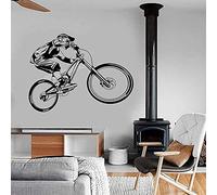 Wall Sticker Vinyl Wall Sticker Mountain Bike Extreme Sports Bike BMX Bike Off-Road Garage Home Bedroom Decoration 76X57Cm