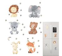 Wall Stickers - 3.15 Inch Nursery Wall Stickers | Waterproof PVC Cartoon Stickers | 6pcs Lion Elephant Bear Koala Rabbit for Mirror,