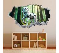 Wall Stickers 3D Smashed Mechanical Horse Forest Wall Tattoo Vinyl Removable Home Decoration Waterproof Decals Art for Baby Nursery Kids Room Wall Decor 58x101cm
