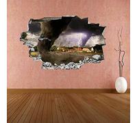 Wall Stickers 3D Wall Art Sticker Mural Tornado Destroy City Wall Sticker Mural Decal Home Decor Cf9