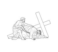 Wall Stickers 9th Station of The Cross Jesus Christ Falls 36x54.8cm Multi Color Selection Black
