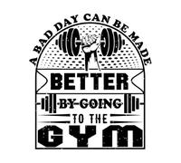 Wall Stickers a Bad Day ca be Made Better by Being Going to The Gym 42x46.6cm Window Decals Black