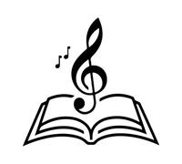 Wall Stickers a Book with a Musical Note on it 42x44.6cm Easy Installation Black