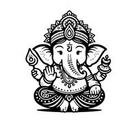 Wall Stickers a Charming and 2D Silhouette of Lord Ganesh with Minimal Details 41x49cm Can Modify and add Information Black
