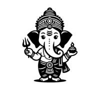 Wall Stickers a Clean 2D Silhouette of Lord Ganesh with Minimal Details 38x51.6cm Waterproof Black