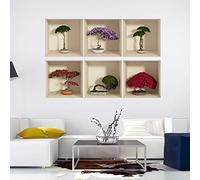 Wall Stickers Adult Room - 3D Effect Wall Adhesive | Wall Sticker - Multicolored Bonsai Wall Sticker - Kitchen Wall Stickers - 6 Wall Stickers 30x30cm