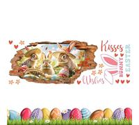 Wall Stickers and Frescoes | Removable Rabbit Design Wallpaper - Rabbit Honeycomb Pattern Decorative Stickers - Bathroom Bedroom School Kindergarten Playroom Decor