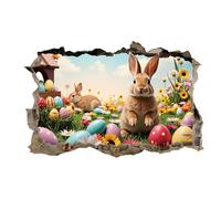 Wall Stickers and Murals, Funny Rabbit Cartoon Wallpaper Sticker | Easter Wall Sticker with Holes Design - for Children's Room, Kindergarten, School, and Decoration