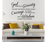 Wall Stickers, Bathroom Wall Stickers, Non-Printing, Islamic Bible Verse God Christian Scripture Jesus Prayer Boys Girls Home Vinyl Art Family Decor Sayings Words, God Grant me The Serenity 26.2"X19"