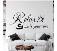 Wall Stickers Beauty Salon Relax It's Your Time Wall Sticker Bathroom Home Decor,Black,167x74cm