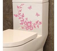 Wall Stickers Bedroom Bathroom Seat Flower Sticker Decoration Mural Toilet Wall Decals Home Kids Stickers for Bedrooms (One Size)