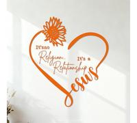 Wall Stickers Bible Verses Jesus Heart This is Not Religion Relationship Flower 54.6x62.3cm Do not Damage the wall Surface Orange
