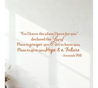 Wall Stickers Biblical Poetry for I Know the Plans I Have for You declares the Lord Plans for Peace and not for Disaster to give You a Future and a Hope.Jeremiah 29:11 32x83.6cm Self Adhesive