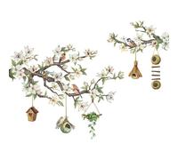 Wall Stickers Bird On Tree Branch Stickers Flower Decal Home Decorations Living Bedroom Multicolors Art Ornament Bird On Flower Branch