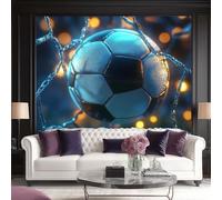 Wall Stickers Blue Football Wallpaper Geometric Hexagon Wall Murals Photo Wallpaper Bedroom Living Rooms Decoration Poster 450 x 280 cm (W x H)