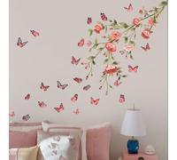 Wall Stickers Butterflies and Flowers Wall Decals for Girls Bedroom Removable Wall Decals DIY Peel and Stick Wall Sticker 1814