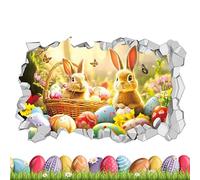 Wall Stickers - Cartoon Rabbit Wall Art for Walls | Rabbit Wall Decoration with Holes and Breaks Design | For Bathroom, Children's Room, Classroom, School Room, Easter Decorations