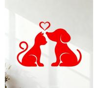 Wall Stickers Cat and Dog Pet Home Animals Love 42x60.4cm Art Mural Painting Red