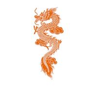 Wall Stickers Chinese Flying Dragon Fantasy Asian Style 22x51.3cm Self Adhesive Small Orange