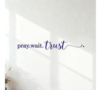 Wall Stickers Christian Bible Verses Prayer Waiting Trust in Jesus Religion Prayer Christian Life 12x88.2cm Equipped with Transfer Film kit DarkBlue